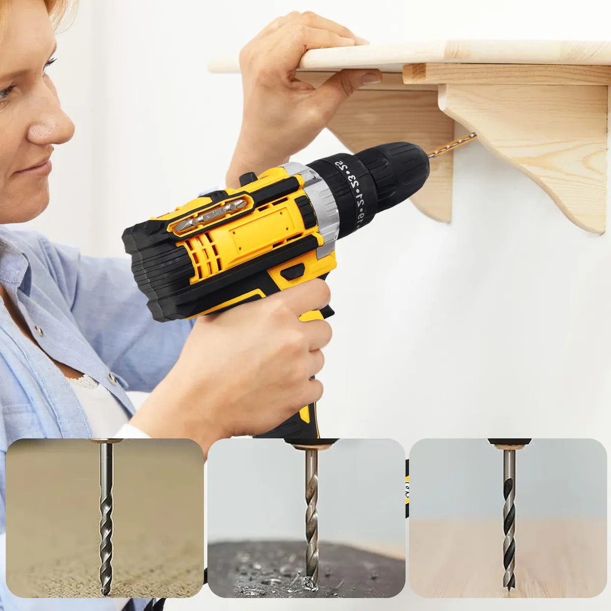 Kit de Taladro Inalámbrico con 2 Baterías de Litio + Set de Herramientas