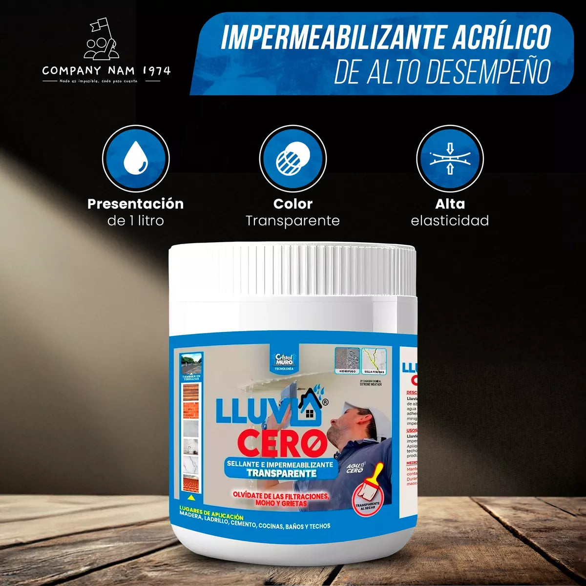 Lluvia Cero Impermeabilizante Transparente 1 Litro