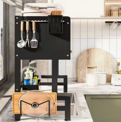 Estante Escurridor y Organizador de platos con Puerta – Acero Inoxidable